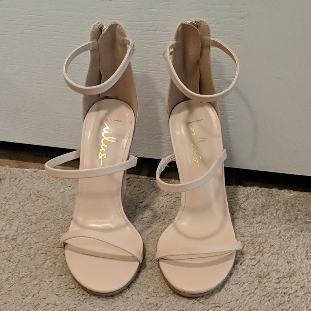 Lulu's Strappy Nude Sandal Heels